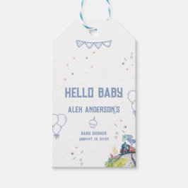Etiquetas Para Regalos Train Blue Balloons Boy Whimsical Baby Shower