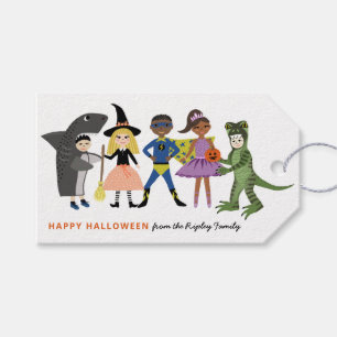 Etiquetas Para Regalos Trajes de Halloween modernos y con traje de café