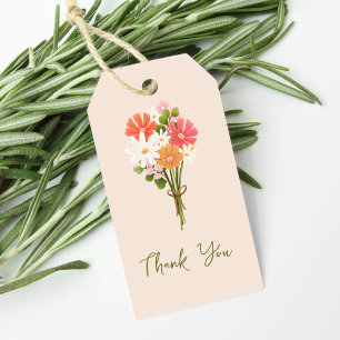 Etiquetas Para Regalos Trato colorido y moderno Bouquet Flor Gracias