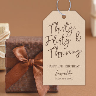 Etiquetas Para Regalos Treinta Flirty y Thriving Brown 30 cumpleaños