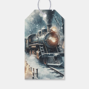 Etiquetas Para Regalos Tren anticuado e invierno vintage