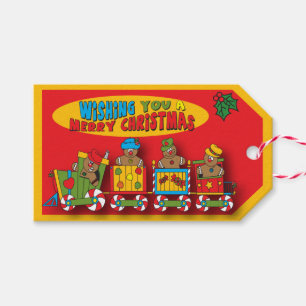 Etiquetas Para Regalos Tren del pan de jengibre de las Felices Navidad