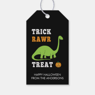 Etiquetas Para Regalos Trick Rawr Treat Cute Halloween Brontosaurus Dino