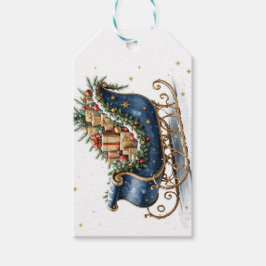 Etiquetas Para Regalos Trineo de Navidad vintage acuarela