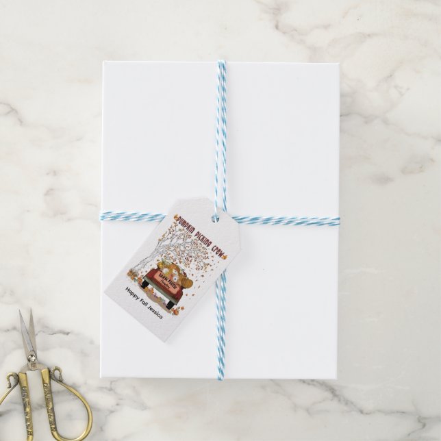 Etiquetas Para Regalos Tripulación de calabaza (Con cuerda)