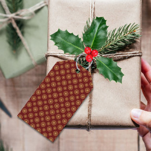 Etiquetas Para Regalos Tubos Y Círculos De Oro Y Rojo Oscuro