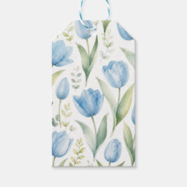 Etiquetas Para Regalos Tulipanes Azules Pintura Floral Acuarela Botánica
