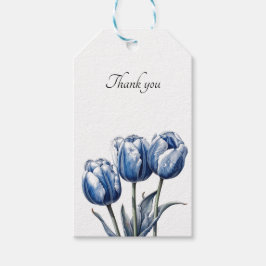 Etiquetas Para Regalos Tulipanes en el personalizable azul Delft