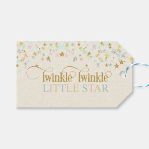 Etiquetas Para Regalos Twinkle Little Star Baby Shower Oro Aqua Rosa