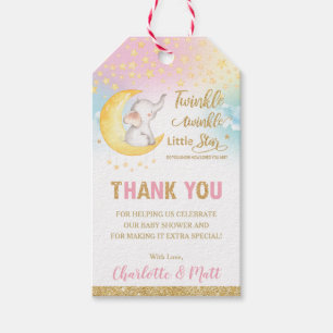 Etiquetas Para Regalos Twinkle Little Star Elephant Pink Gracias Por Favo