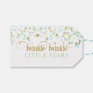 Etiquetas Para Regalos Twinkle Little Stars Baby Shower Verde Menta