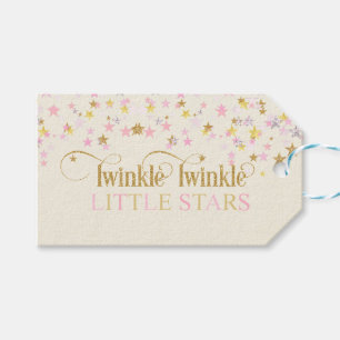 Etiquetas Para Regalos Twinkle Little Stars Twins Baby Shower Rosa Dorado