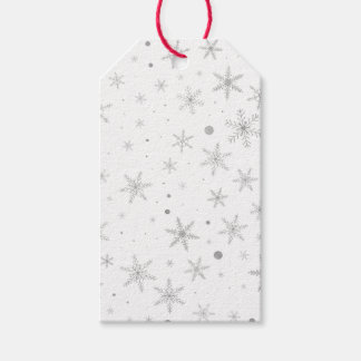 Etiquetas Para Regalos Twinkle Snowflake -Gris plateado y blanco-