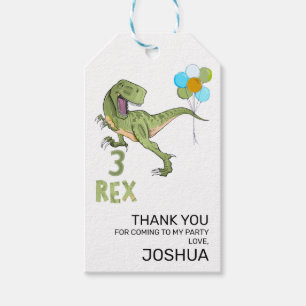 Etiquetas Para Regalos Tyrannosaurus Tres Rex Dino Tercer Cumpleaños