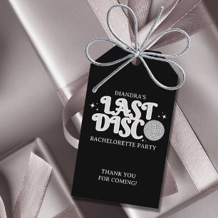 Etiquetas Para Regalos Última discoteca Nombre Retro Plata Bachelorette d