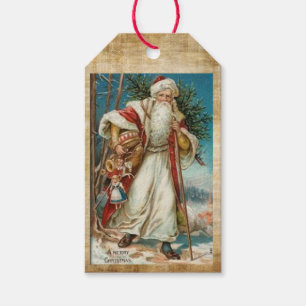 Etiquetas Para Regalos Un alegre Papá Noel Vintage de Navidad