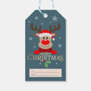 Etiquetas Para Regalos Un dulce reno de Rudolph navideño
