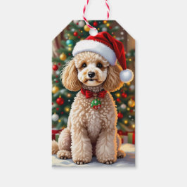 Etiquetas Para Regalos Un lindo caniche festivo de Navidad