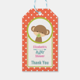 Etiquetas Para Regalos Un mono bebé con un pacificador en puntos de polka