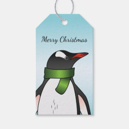 Etiquetas Para Regalos Un Pingüino De Gentoo Con Una Espada Verde Sobre E