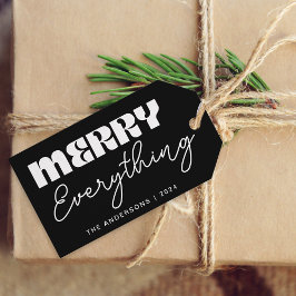 Etiquetas Para Regalos Un retro Minimalista lindo merry todo negro