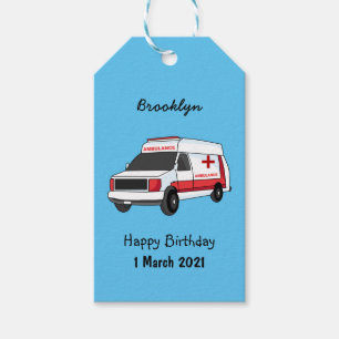 Etiquetas Para Regalos Una ambulancia roja curada van personalizado