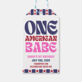 Etiquetas Para Regalos Una Bebé Americana Cumpleaños 4 de Julio 1er Cumpl