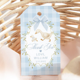 Etiquetas Para Regalos Una gansa tonta de gingham azul Gracias