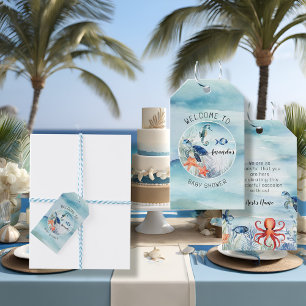 Etiquetas Para Regalos Under the Sea Turtle Seahorse Boy Baby Shower