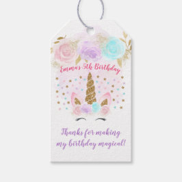 Etiquetas Para Regalos Unicorn Pink & Gold Birday Gracias