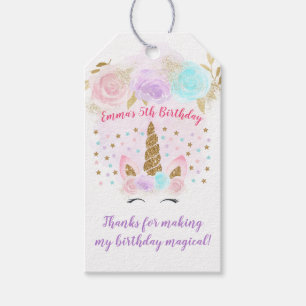 Etiquetas Para Regalos Unicorn Pink & Gold Birday Gracias