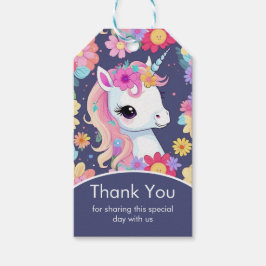 Etiquetas Para Regalos Unicornio blanco adorable con flores
