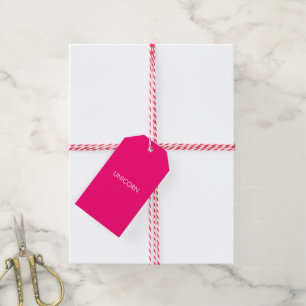 Etiquetas Para Regalos "Unicornio" blanco minimalista de fucsia rosa