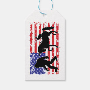 Etiquetas Para Regalos Unicornio, Jackalope, Pie Grande y la bandera amer