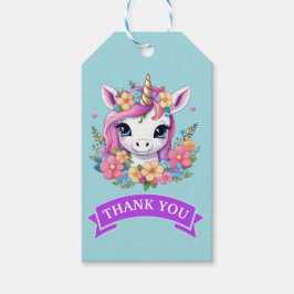 Etiquetas Para Regalos Unicornio mágico con flores