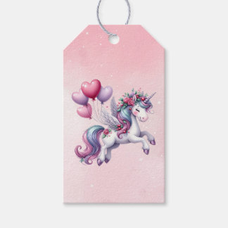 Etiquetas Para Regalos Unicornio volador rosa