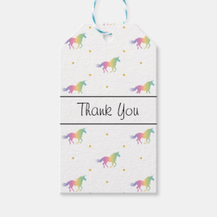 Etiquetas Para Regalos Unicornios del arco iris y modelo de estrellas del