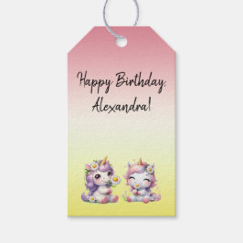 Etiquetas Para Regalos Unicornios y margaritas, fiesta de cumpleaños de n