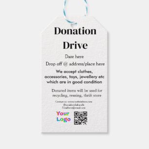 Etiquetas Para Regalos Unidad de donación añadir fecha de dirección logot