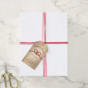 Etiquetas Para Regalos Unión de nudos rojos doble felicidad Boda chino