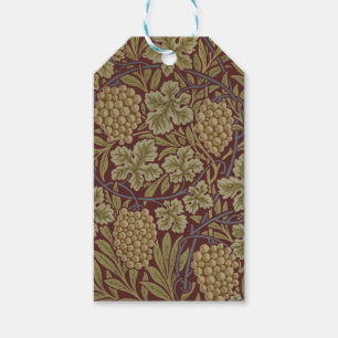 Etiquetas Para Regalos Uva de Vid de William Morris Arte Rojo Verde