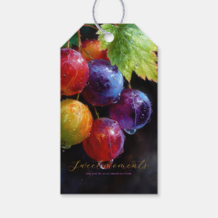Etiquetas Para Regalos Uvas y gotas de rocío en acuarela vibrante
