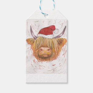Etiquetas Para Regalos vaca de la montaña del coo del navidad con el
