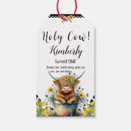 Etiquetas Para Regalos Vaca Highland, el primer cumpleaños de la vaca sag