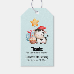 Etiquetas Para Regalos Vaca sonriente adorable cumpleaños