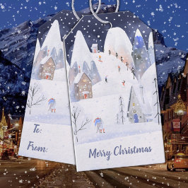 Etiquetas Para Regalos Vacaciones de invierno en una localidad rústica de
