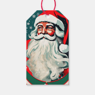 Etiquetas Para Regalos Vacaciones de los Navidades Vintage Santa Claus