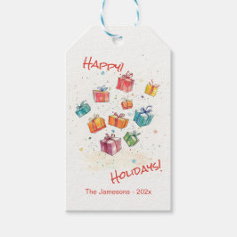 Etiquetas Para Regalos Vacaciones felices de Cute Retro