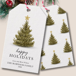Etiquetas Para Regalos Vacaciones Mínimas Felices Verdes Navidades Pinos 
