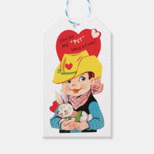 Etiquetas Para Regalos Valentine Boy con corazón de conejo